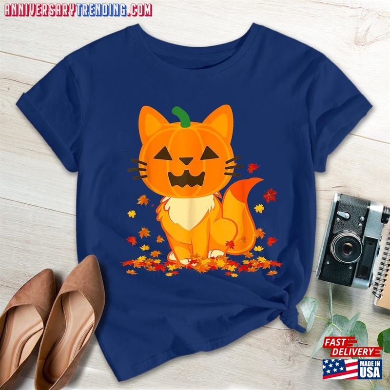 Halloween Shirt Cat Face Jack O Lantern Happy Unisex Classic