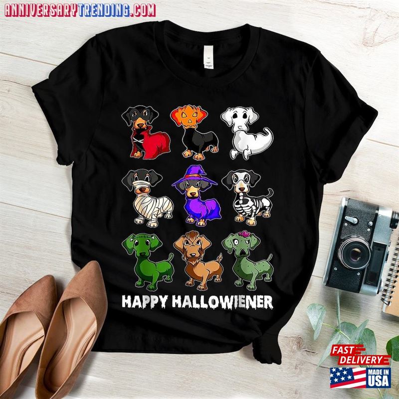 Halloween Shirt Dachshund Happy Hallowiener T-Shirt Unisex