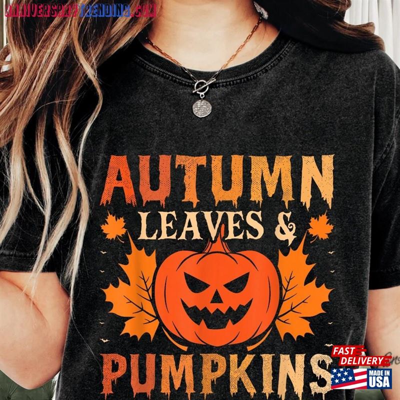 Halloween Shirt Fall Autumn Leaves Pumpkin Happy Classic T-Shirt