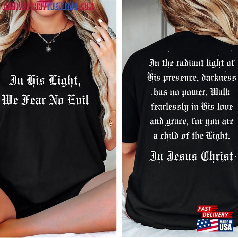 Halloween Shirt I Christian Apparel Faith’in His Light We Fear No Evil Hoodie Unisex