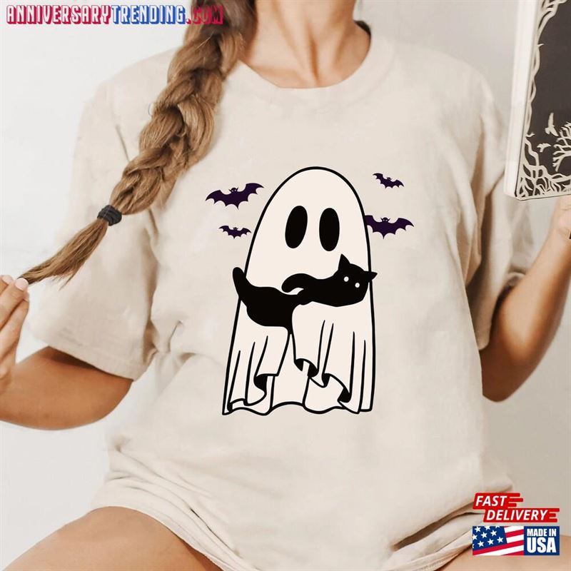 Halloween Sweatshirt Cat Ghost Shirt T-Shirt Classic