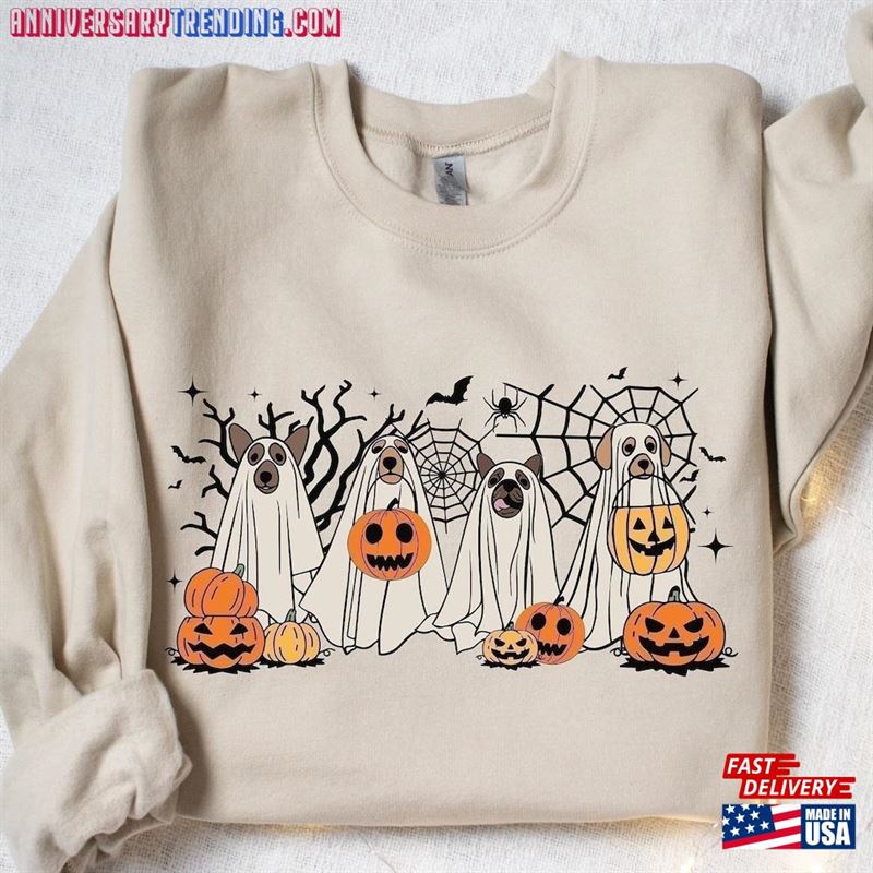 Halloween Sweatshirt Ghost Dogs 2023 Happy Hoodie T-Shirt