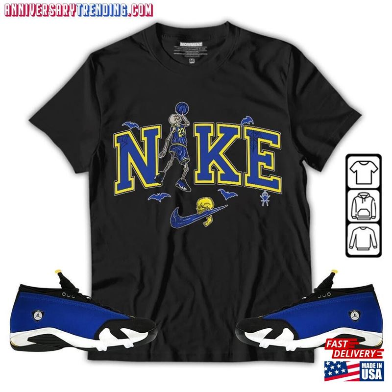 Halloween Swoosh Unisex Shirt To Match Sneaker 2023 Blue Laney 14S Tee Jordan 14 T-Shirt Hoodie Sweatshirt