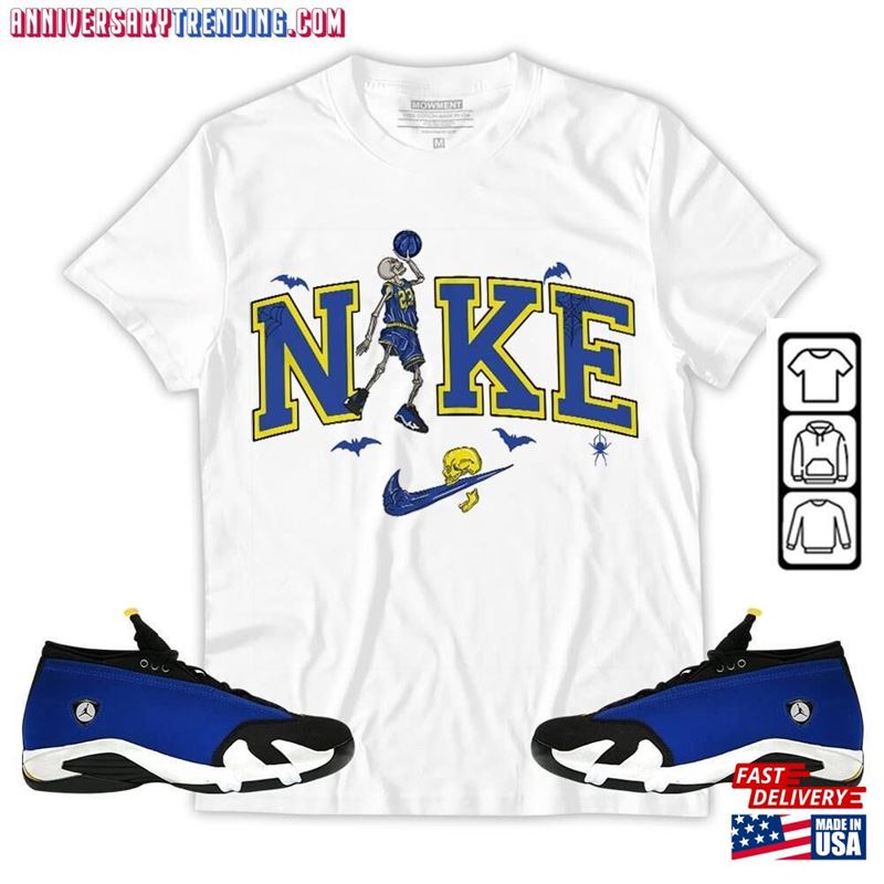 Halloween Swoosh Unisex Shirt To Match Sneaker 2023 Blue Laney 14S Tee Jordan 14 T-Shirt Hoodie Sweatshirt