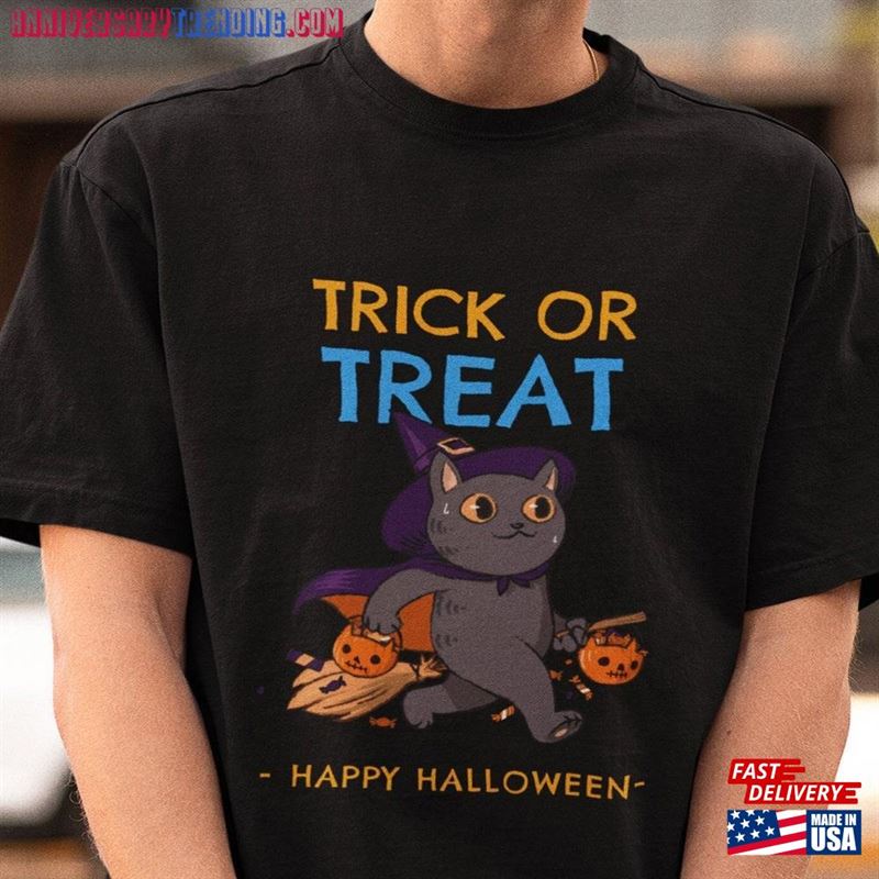 Halloween Trick Or Treat T-Shirt Funny Cat Sweatshirt