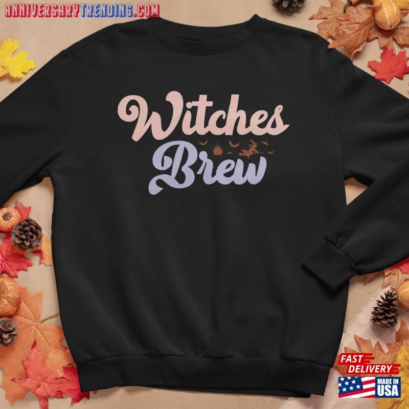 Halloween Witches Brew Sweatshirt Retro Spooky Season Ghost Crewneck Hoodie T-Shirt