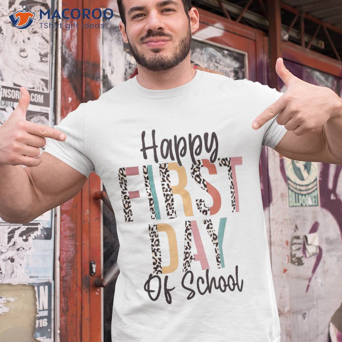 Happy First Day Of School Leopard Back To Teacher Shirt