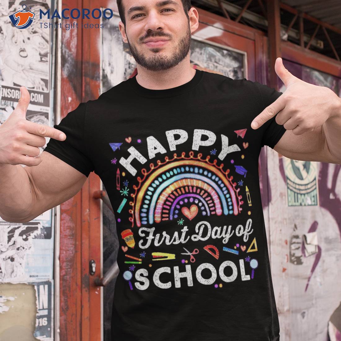 Happy First Day Of School Rainbow Leopard Teacher Student Shirt