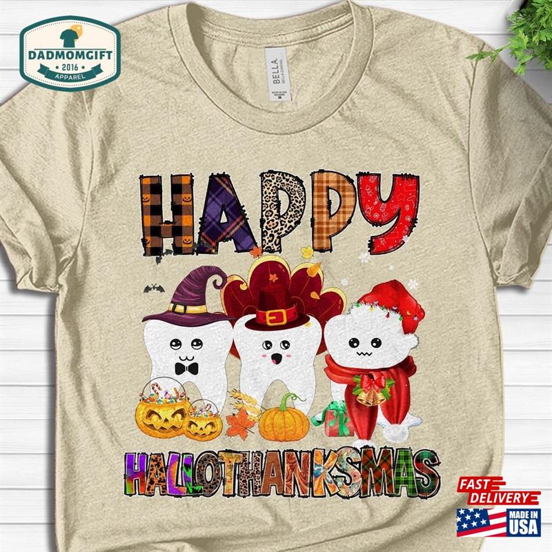 Happy Hallothanksmas Shirt Dental Halloween Cute Teeth Sweatshirt Hoodie