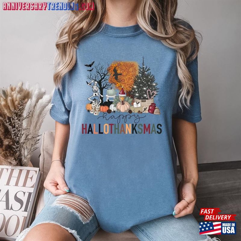 Happy Hallothanksmas Shirt Halloween Comfort Colors Thanksgiving T-Shirt Classic