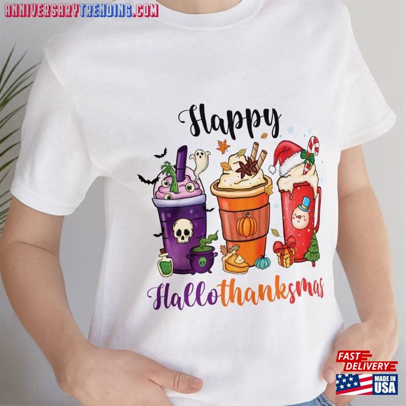 Happy Hallothanksmas Shirt Halloween Thanksgiving Classic Hoodie