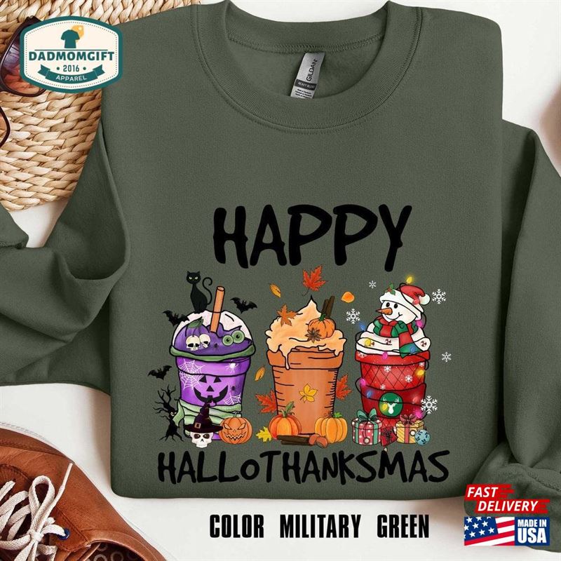 Happy Hallothanksmas Sweatshirt Halloween Thanksgiving Shirt Hoodie