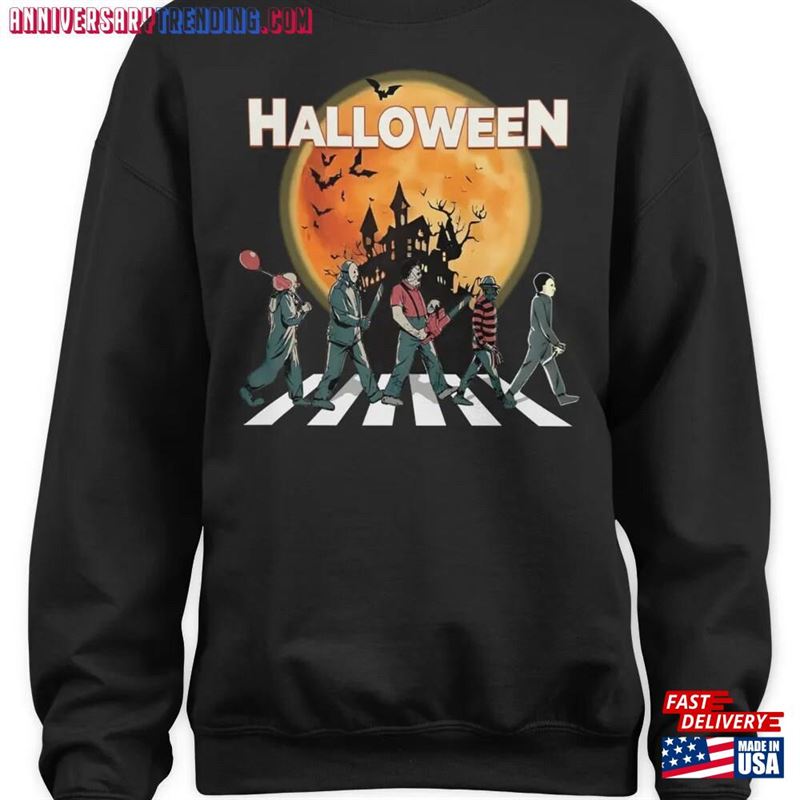 Happy Halloween Horror Movie Characters Abbey Road  Tee Shirt Hoodie Classic