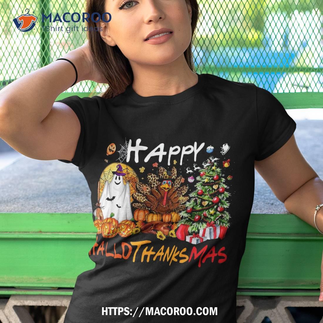 Happy Hallowthanksmas Fall Christmas Halloween Family Shirt