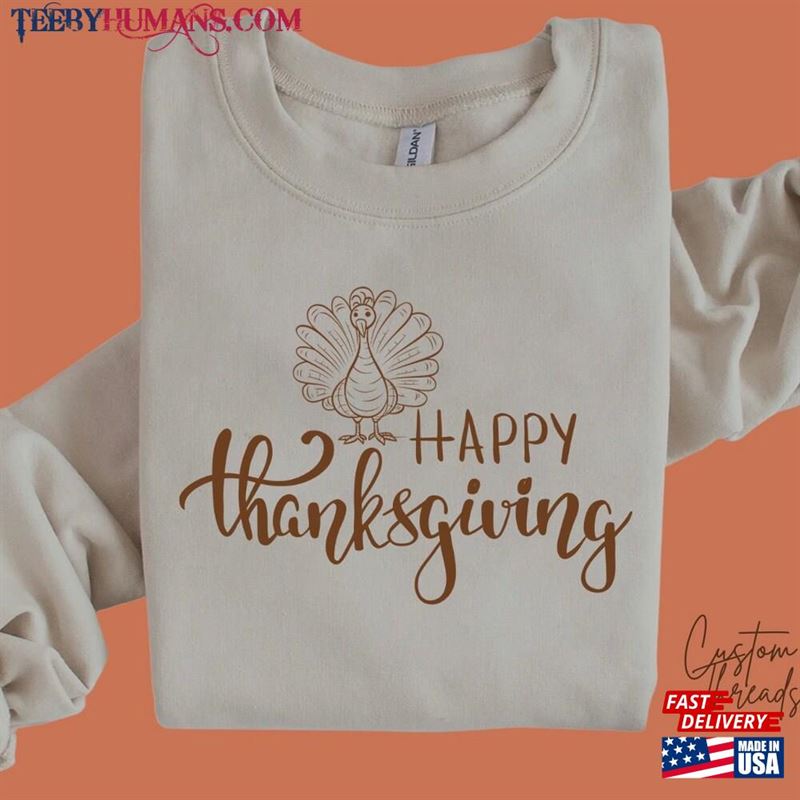 Happy Thanksgiving Retro Faux Glitter Unisex T-Shirt