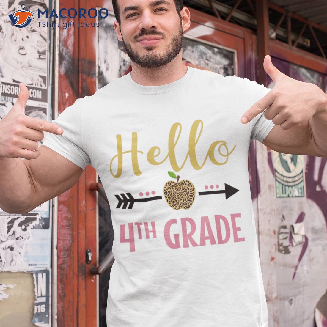 Hello 4th Grade Back To School Leopard Fourth Kids Shirt