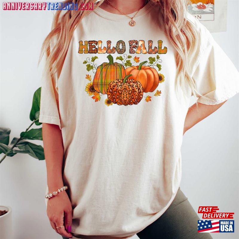 Hello Fall Sweatshirt Thanksgiving Sweater Family Unisex Hoodie