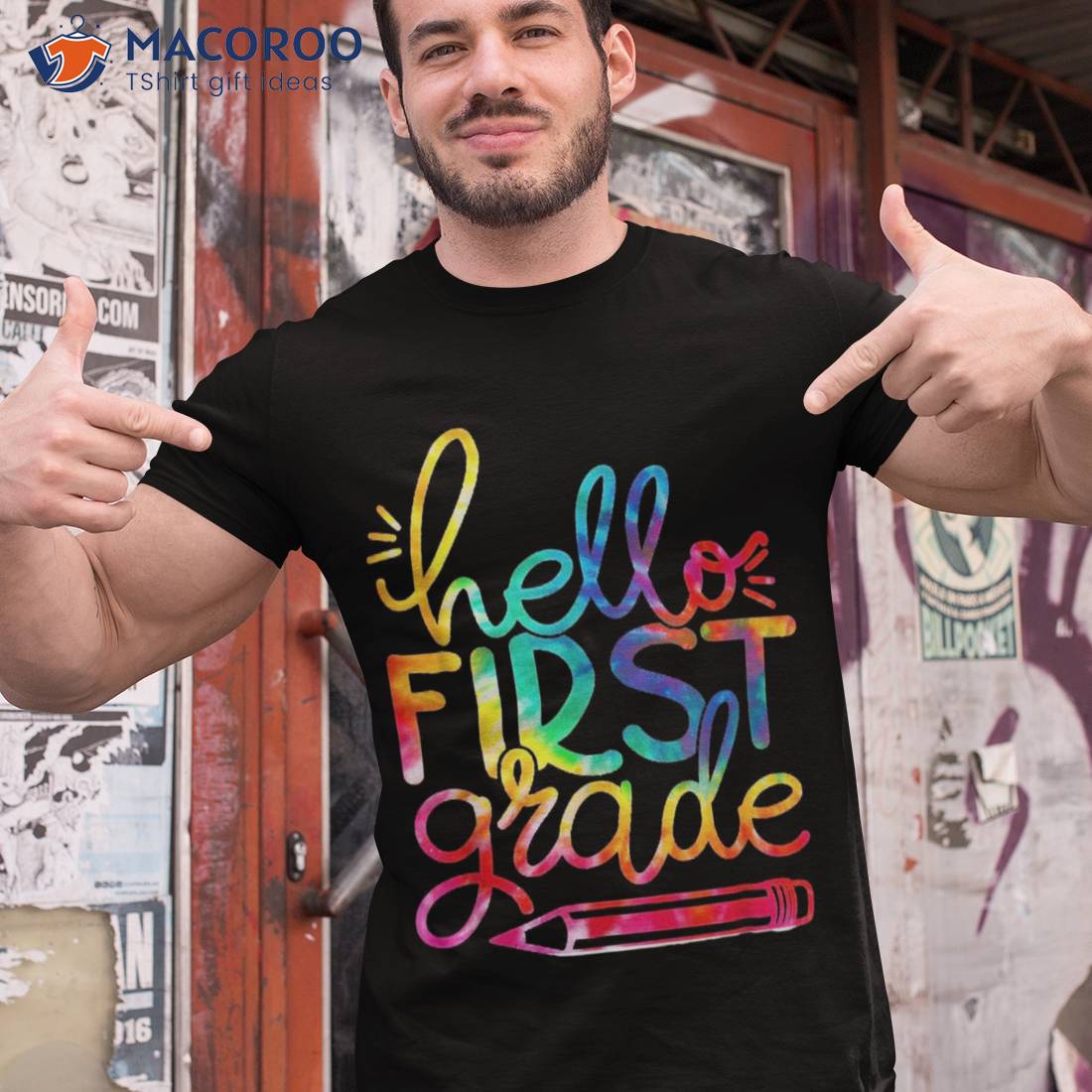 Hello First Grade Tie Dye Happy Day Back To School Shirt