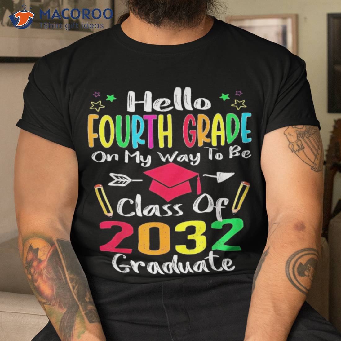 Hello Fourth Grade Back To School Class Of 2032 Grow With Me Shirt