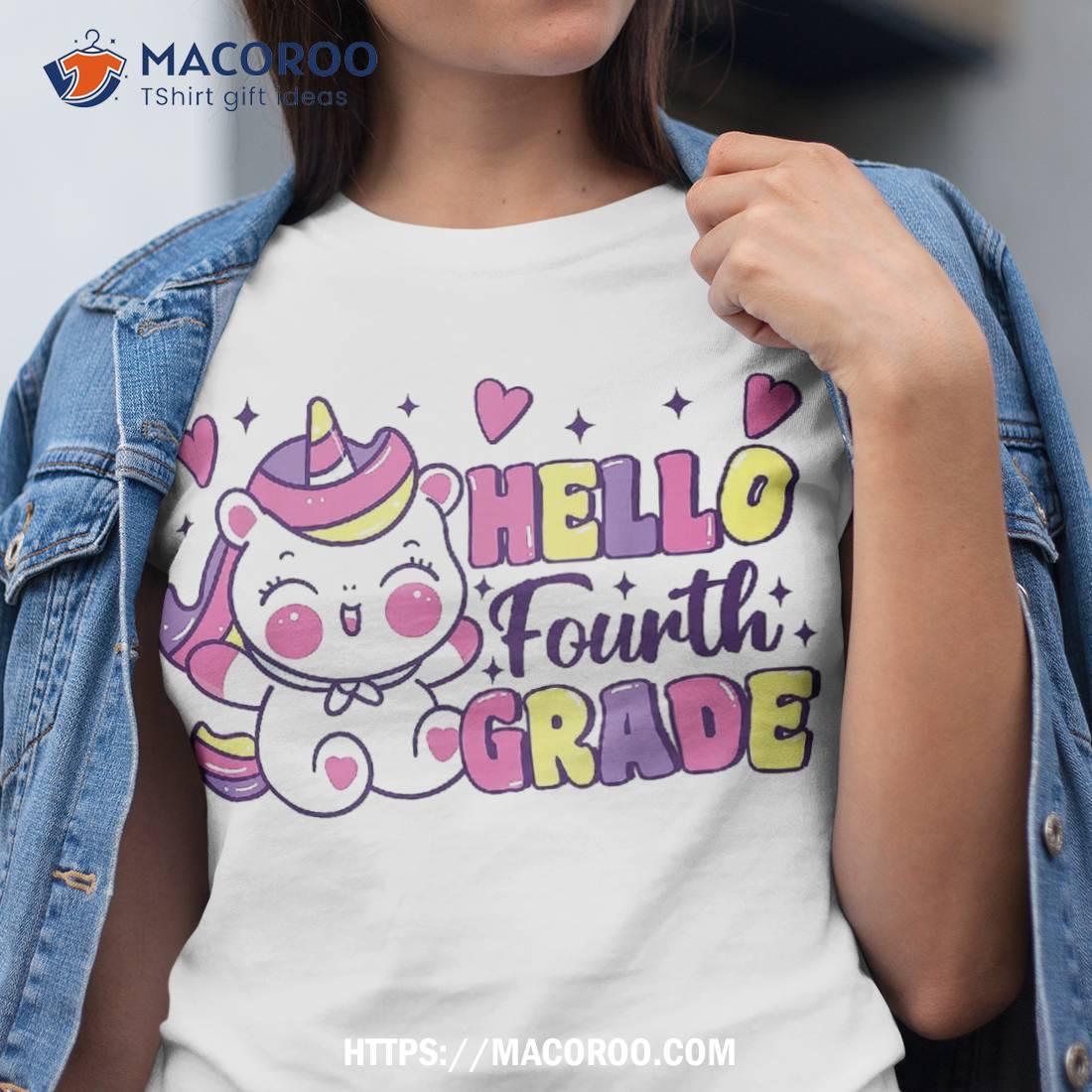 Hello Fourth Grade Cute Unicorn Back To School 4th Shirt