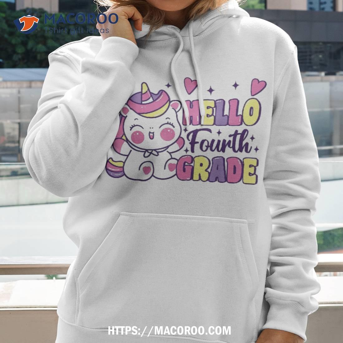 Hello Fourth Grade Cute Unicorn Back To School 4th Shirt