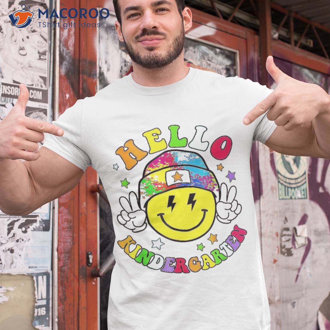 Hello Kindergarten Face Smile Teacher Kids Back To School Shirt