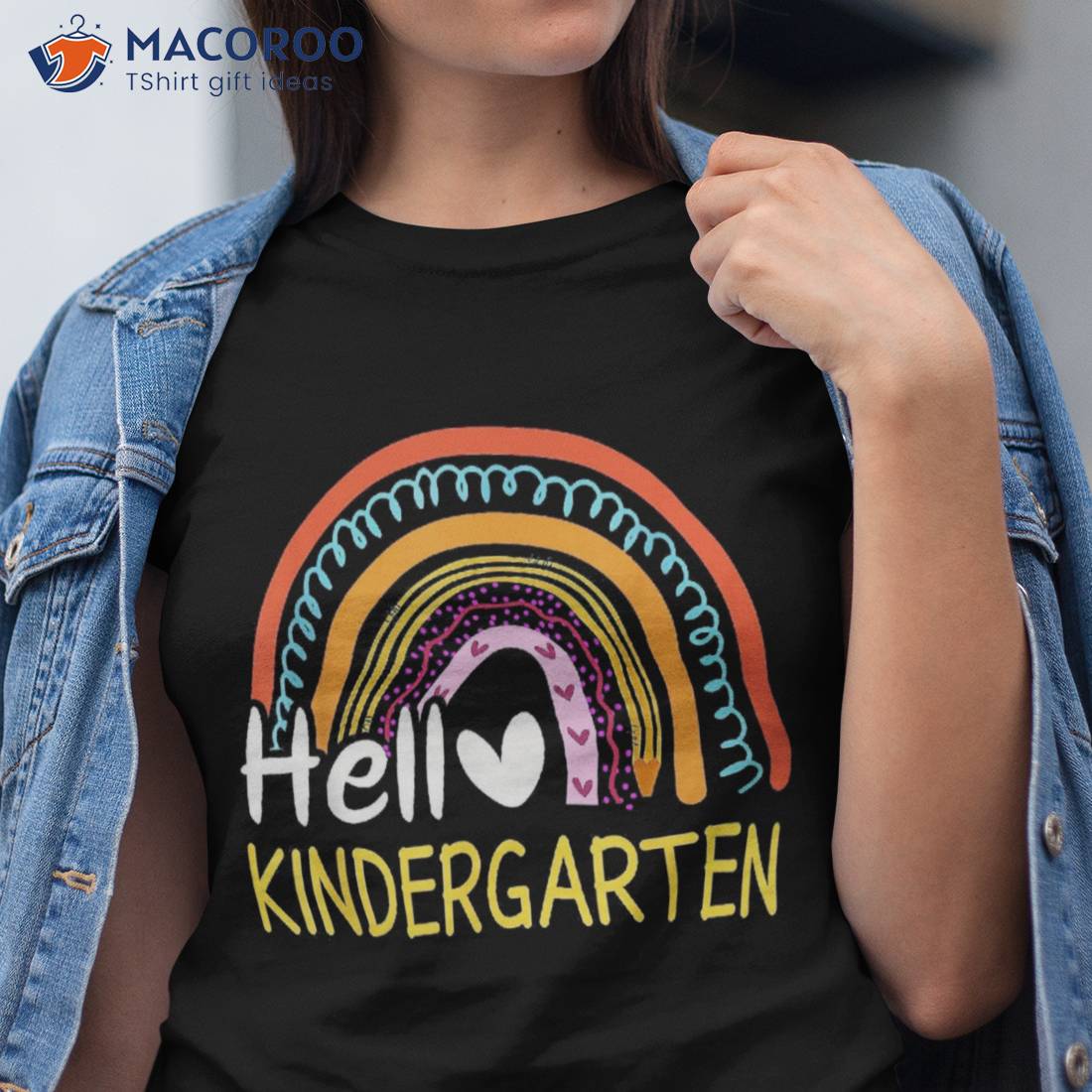 Hello Kindergarten Team Teacher Back To School Rainbow Kids Shirt