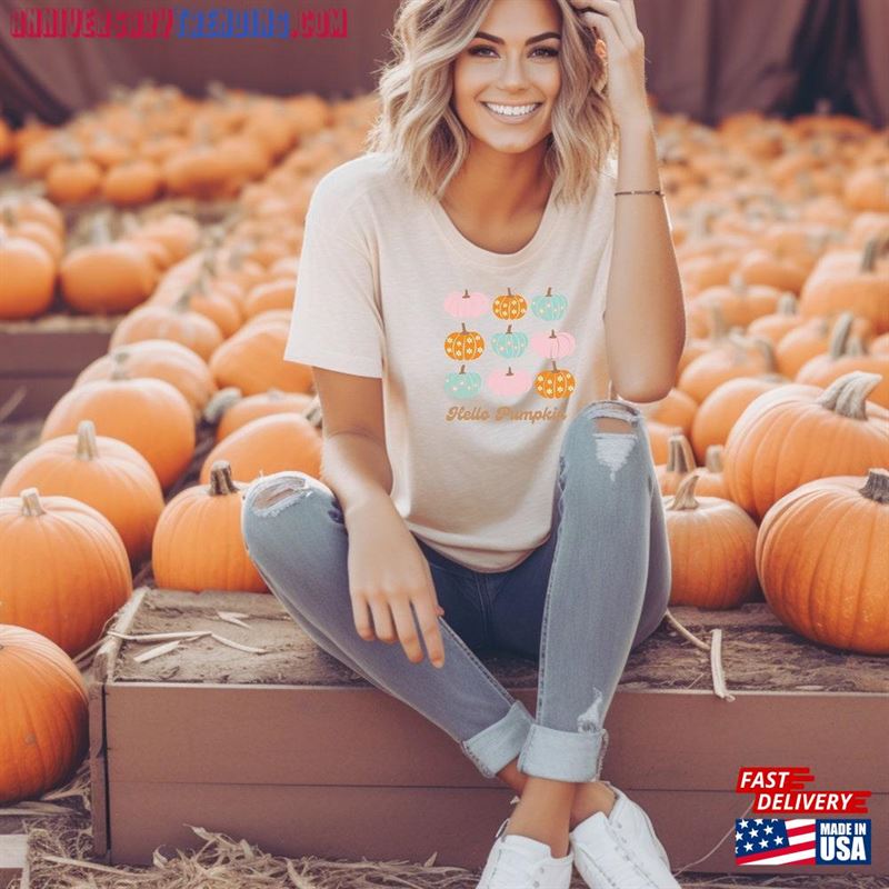 Hello Pumpkin Short Sleeve Tee Fall Tshirt For Women Classic T-Shirt