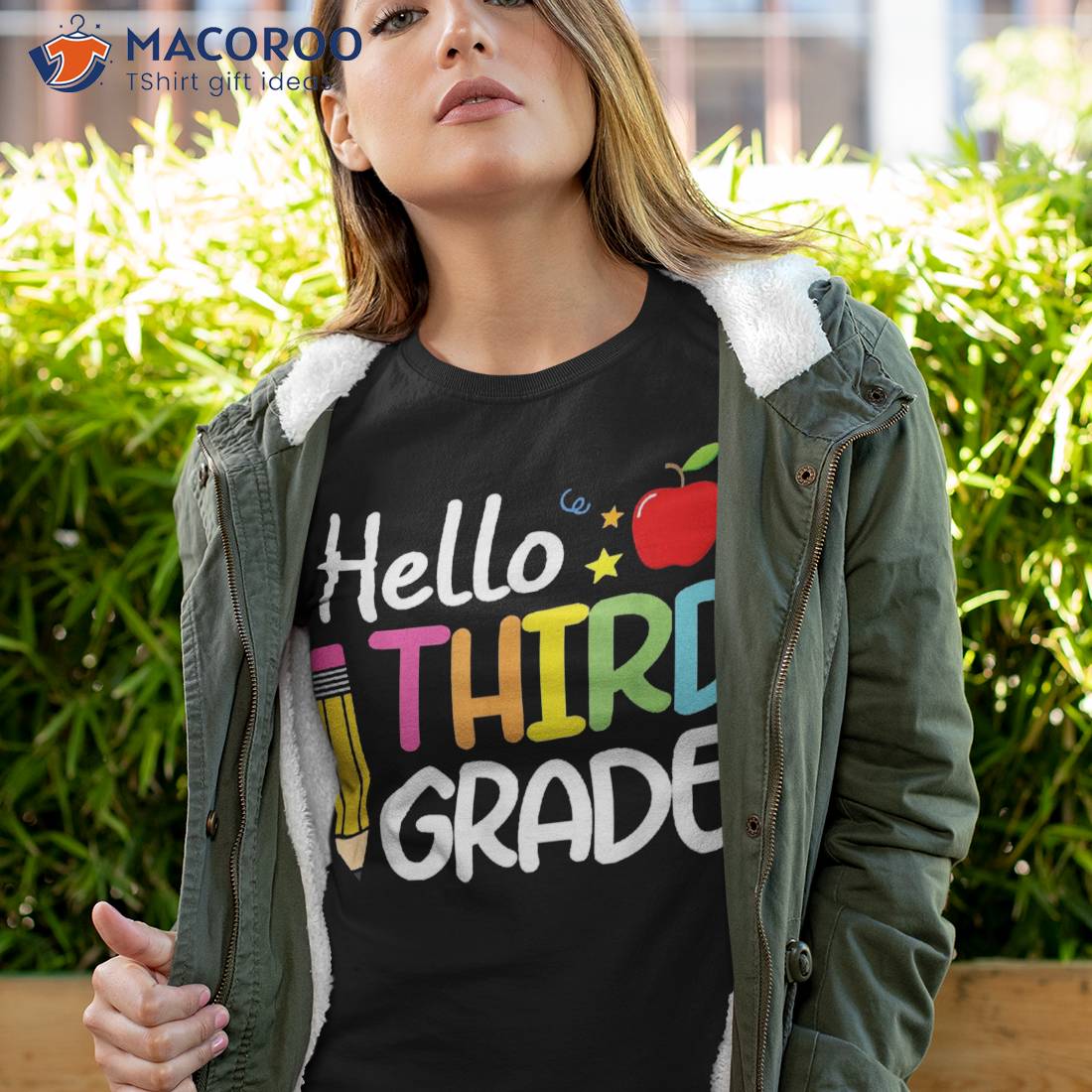 Hello Third 3rd Grade First Day Back To School Teacher Girls Shirt