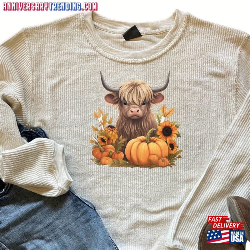 Highland Cow Fall Pumpkins Hoodie Sweatshirt