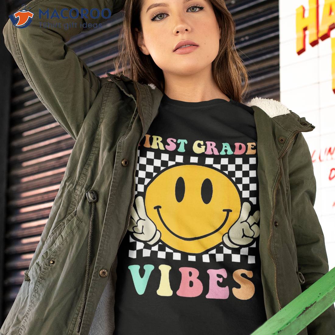 Hippie First Grade Vibes Teacher Kids 1st Day Of School Shirt