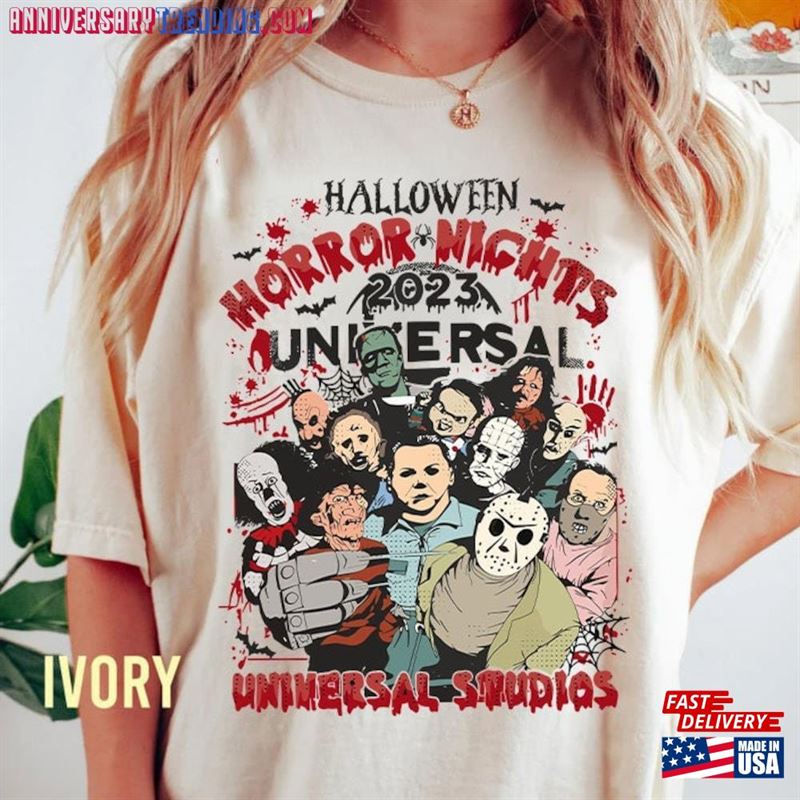 Horror Characters Halloween Sweatshirt Nights Universal Studios Shirt Scary Movie Tee Hoodie Classic