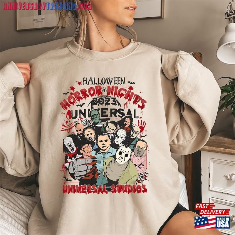 Horror Characters Halloween Sweatshirt Nights Universal Studios Shirt Scary Movie Tee Hoodie Classic