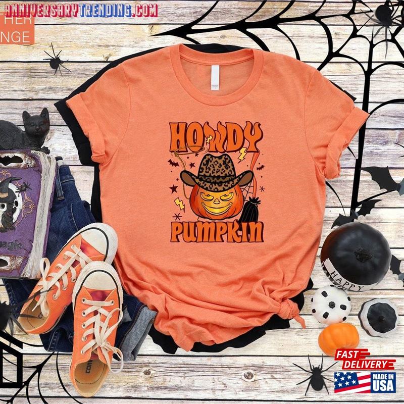 Howdy Pumpkin Shirt Vintage Halloween Retro Cowboy Classic Hoodie