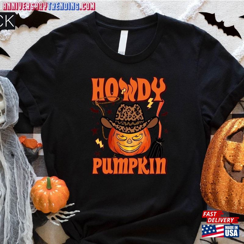 Howdy Pumpkin Shirt Vintage Halloween Retro Cowboy Classic Hoodie