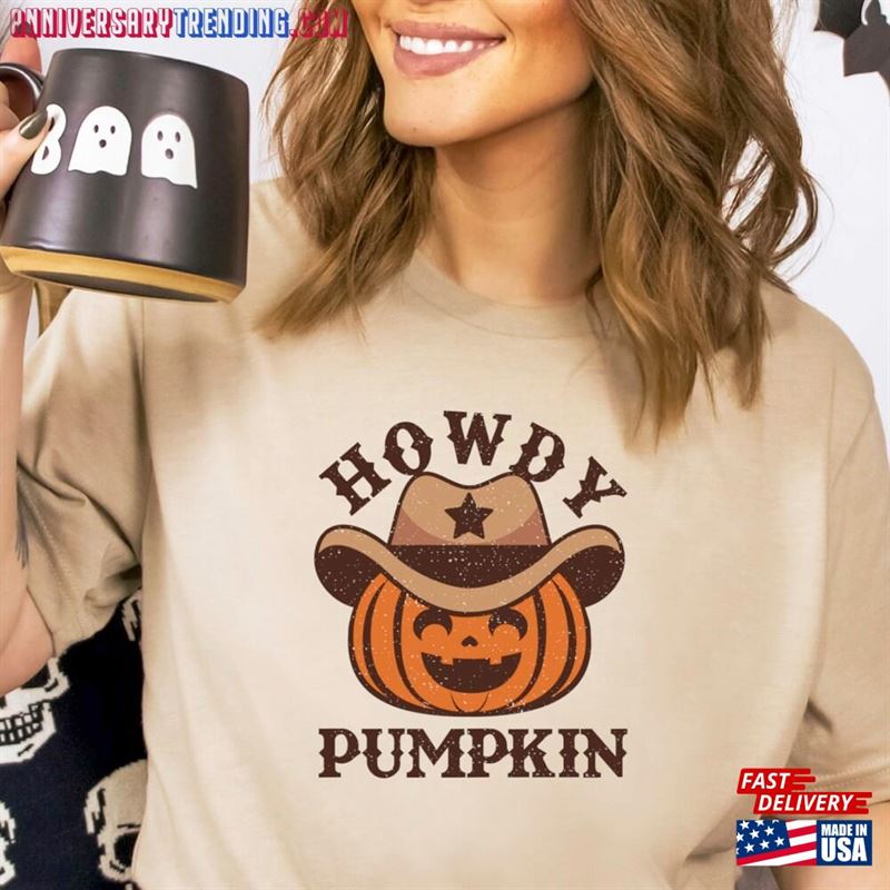 Howdy Pumpkin Western Halloween Shirt Country Cowgirl Party T-Shirt Classic