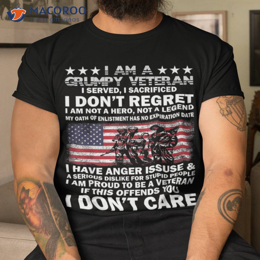 I Am A Grumpy Veteran Dont Care Shirt