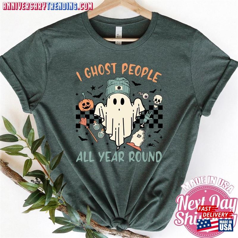 I Ghost People All Year Round Shirt Halloween Retro Ghouls Hoodie Sweatshirt