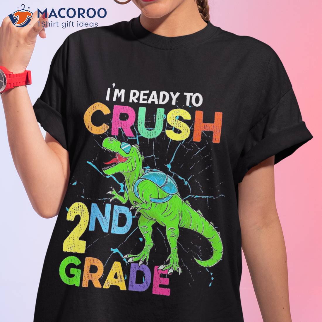 I’m Ready To Crush 2nd Grade Kids Dinosaur Back School Shirt