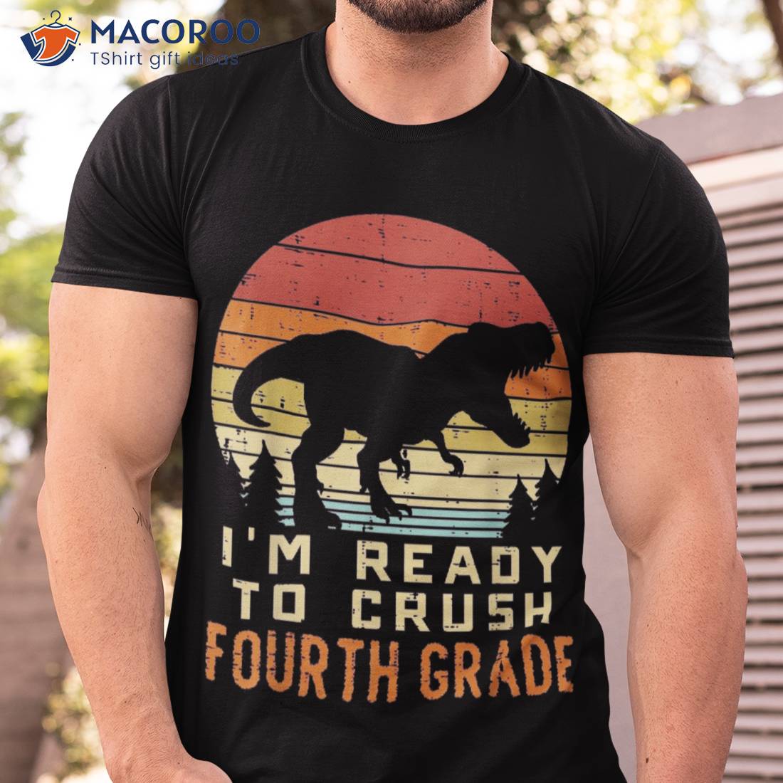 Im Ready To Crush 4th Fourth Grade Dinosaur Back School Boys Shirt