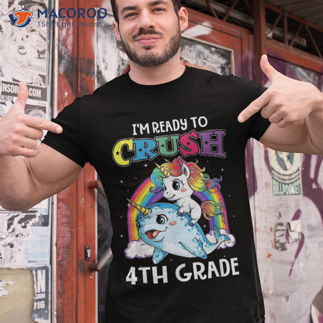 I’m Ready To Crush 4th Grade Narwhal Unicorn Back School Shirt