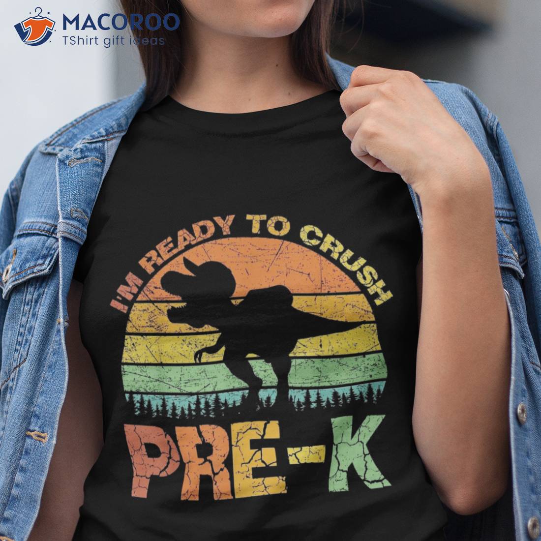 I’m Ready To Crush Pre-k T Rex Dinosaur Back School Boys Shirt