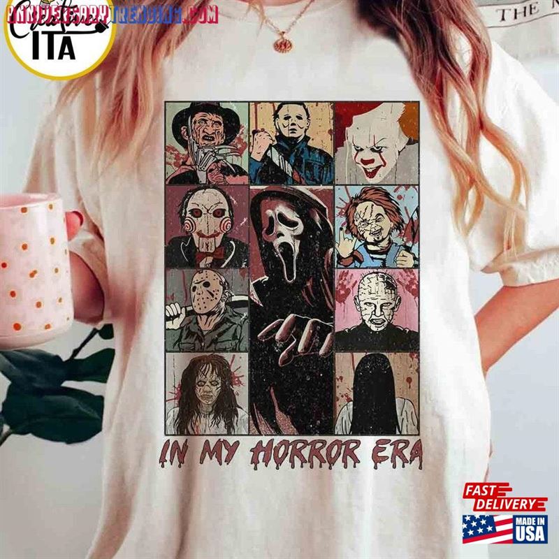 In My Horror Era Shirt Halloween Characters Movie Unisex Hoodie