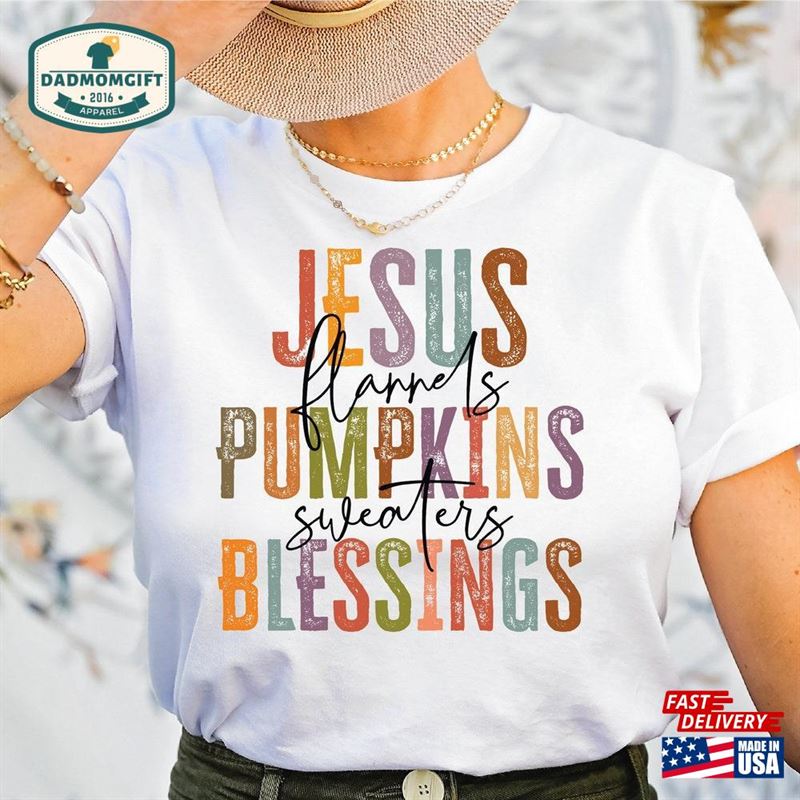 Jesus Flannels Pumpkins Comfort Colors Shirt Autumn Faith T-Shirt Unisex