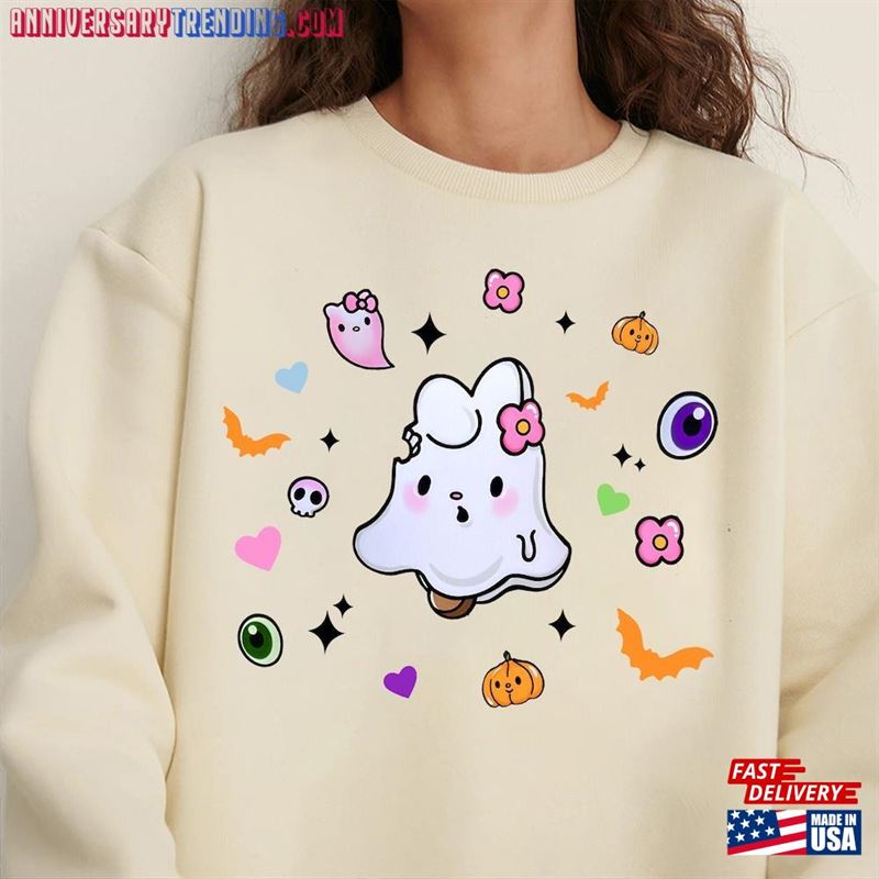 Kitty Halloween Shirt Ice Cream Sweatshirt Kawaii Merch Classic Hoodie