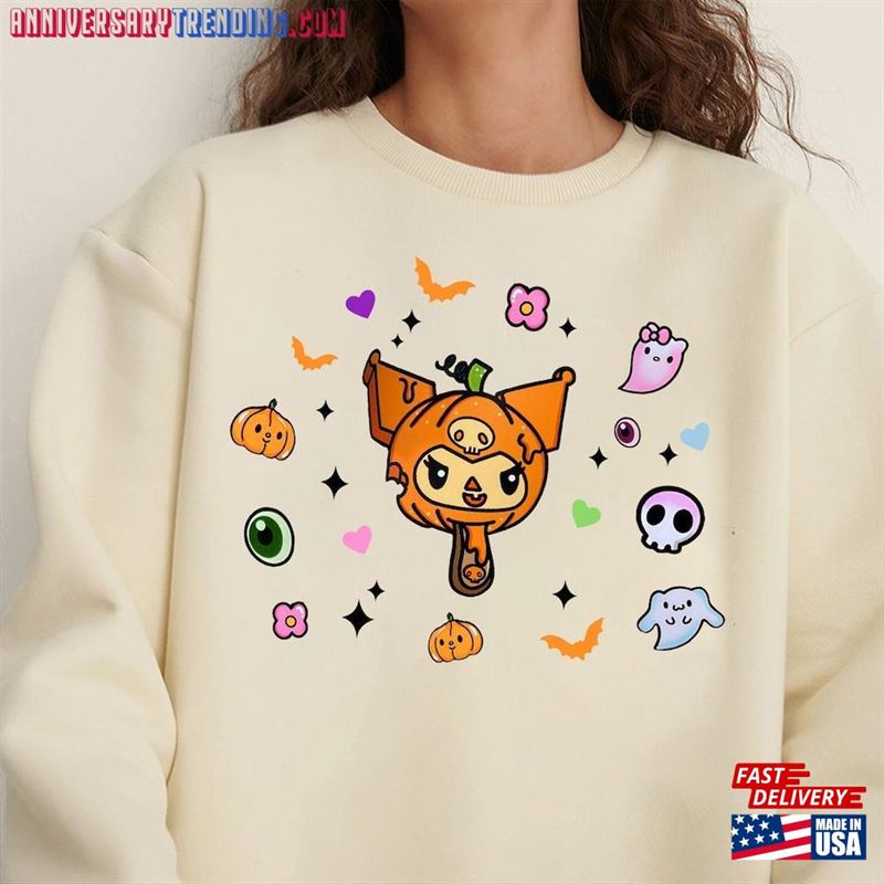 Kitty Pumpkin Halloween Shirt Kawaii Tee Gifts Unisex Sweatshirt