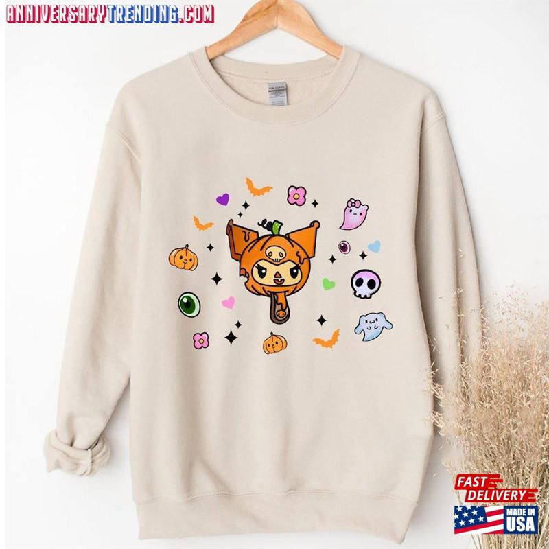 Kitty Pumpkin Halloween Shirt Kawaii Tee Gifts Unisex Sweatshirt