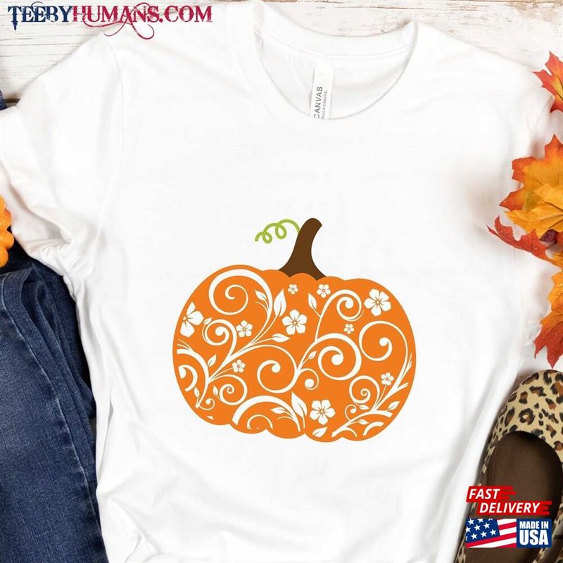 Lace Pumpkin Shirt Fall Unisex Classic