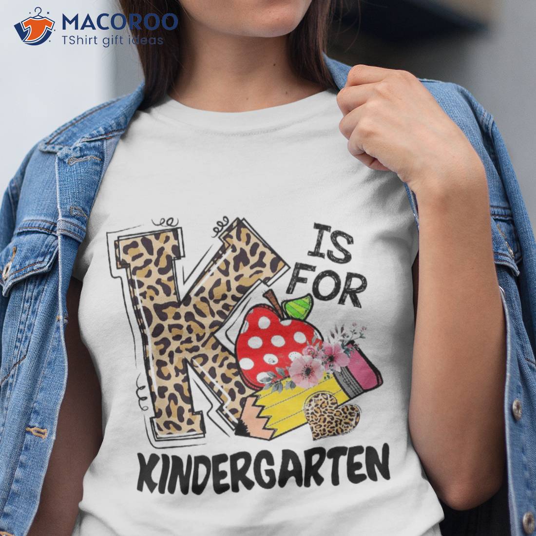 Leopard K Is For Kindergarten Teacher Student Back To School Shirt