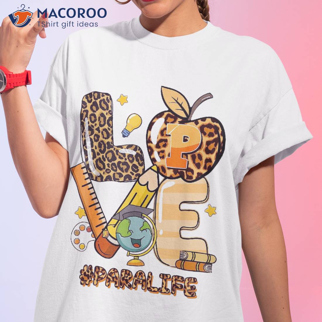 Leopard Love Teaching Para Back To School Teacher Life Kids Shirt